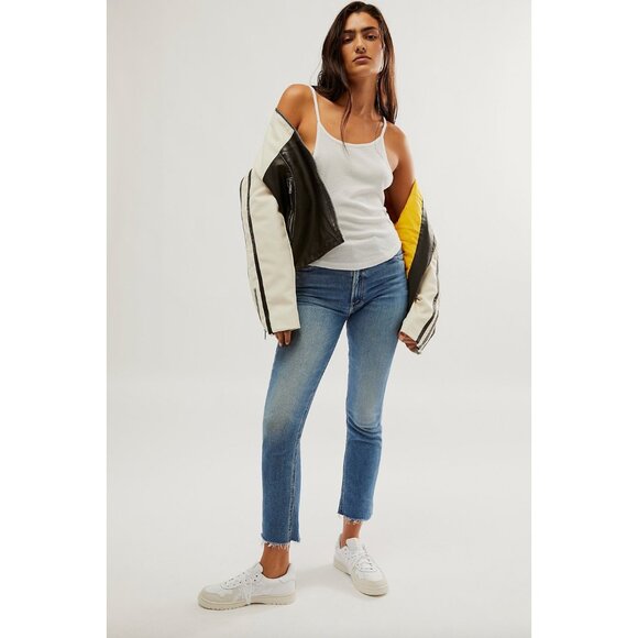 Mother Mid Rise Dazzler Ankle Fray In Riding Cliffside Size 30 Straight Jeans - Picture 4 of 8